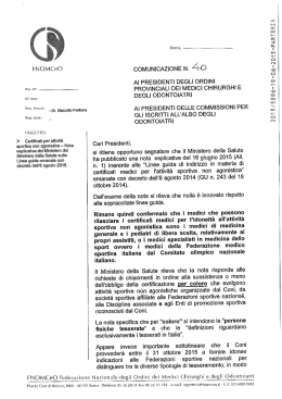 COMUNICAZIONE N 40 Certificati attività sportiva non agonistica