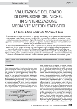 valutazione del grado di diffusione del nichel in sinterizzazione