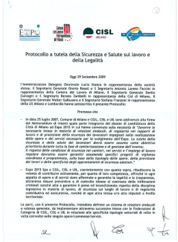 Protocollo a tutela della Sicurezza e Salute sul lavoro e