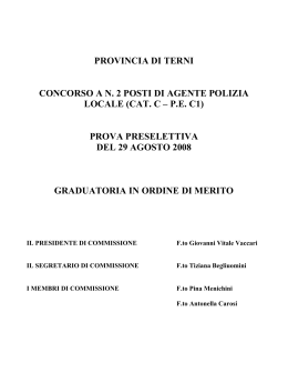 concorso a n. 2 posti di agente polizia locale (cat
