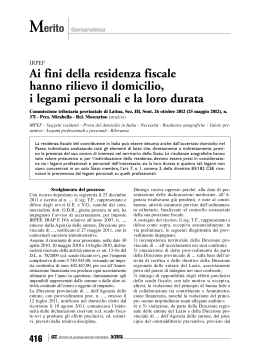"Residenza fiscale in Italia e "status" di residente non domiciliato in