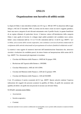 ONLUS Organizzazione non lucrativa di utilit&agrave; sociale