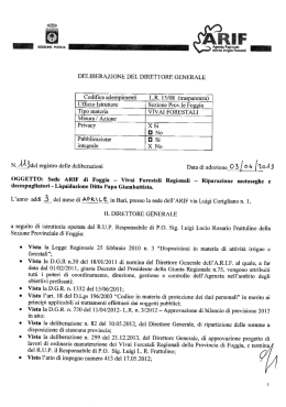 N. Sdel registro delle deliberazioni DELIBERAZIONE DEL