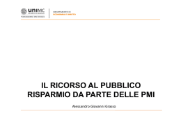 IL RICORSO AL PUBBLICO RISPARMIO DA PARTE DELLE PMI