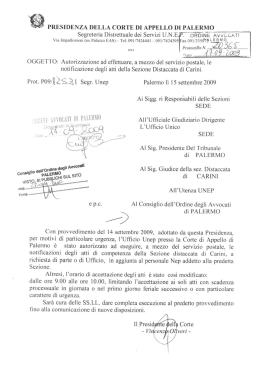 Nota del Presidente della Corte - Ordine degli Avvocati di Palermo