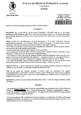 Decreto sindacale di nomina. - Comune di Monte Porzio Catone