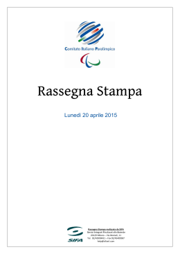 Rassegna 20 aprile - Comitato Italiano Paralimpico