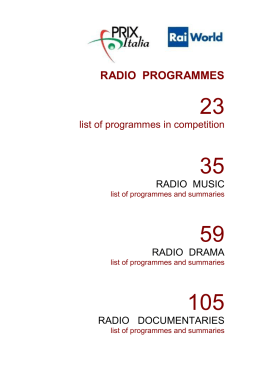 RADIO PROGRAMMES - Prix Italia