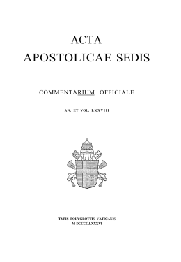 ACTA APOSTOLICAE SEDIS - Documenta Catholica Omnia
