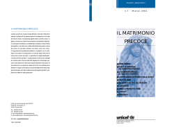 IL MATRIMONIO PRECOCE - UNICEF