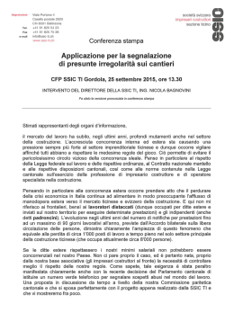 Intervento Dir. SSIC TI Ing. Nicola Bagnovini
