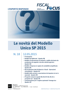 Esperto risponde n. 18 del 12.05.2015 UNICO SP 2015
