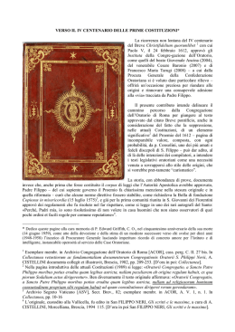 Verso il IV Centenario delle prime Costituzioni