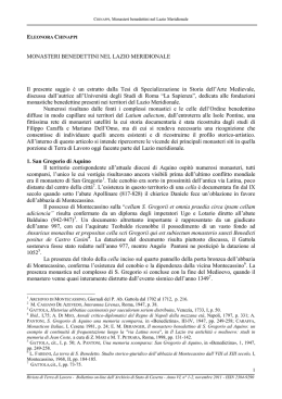 Insediamenti monastici nel Lazio Meridionale