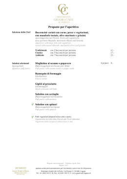 Aperitivi e menu banchetti Feb-Apr 2016