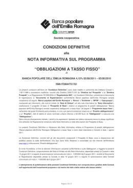 obbligazioni a tasso fisso - Banca Popolare dell`Emilia Romagna