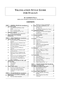 TRANSLATION STYLE GUIDE FOR ITALIAN