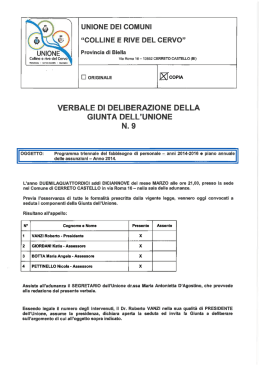 UNIONE DEI COMUNI “COLLINE E RIVE DEL CERVO”