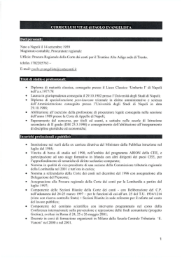 CURRICULUM VITAE di PAOLO EVANGELISTA Nato a Napoli il 14