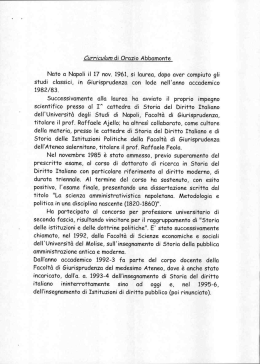 Curriculum di Orazio Abbamonte Nato a Napoli il 17 nov. 1961, si