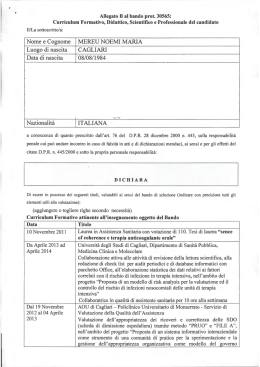 Nome e Cognome MEREU NOEMI MARIA Luogo di nascita CAGLIARI