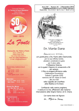 Sr. Maria Sara Sr. Maria Sara - Parrocchia Ss. Pietro e Paolo