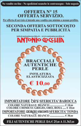 OFFERTA N&deg; 15 OFFERTA SERVIZIO.