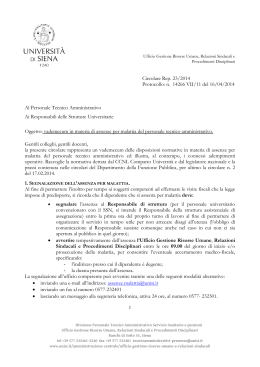 circolare assenze per malattia - Università degli Studi di Siena
