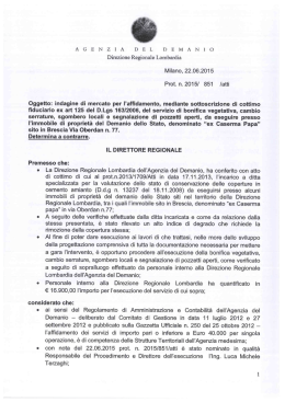 Determina a contrarre dell`indagine di mercato per l`affidamento di