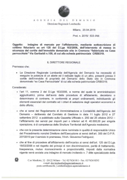 Determine a contrarre per l`affidamento di intervento di messa in