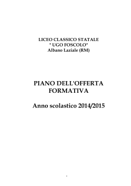 PIANO DELL`OFFERTA FORMATIVA Anno scolastico 2014/2015