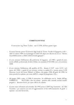 Il sottoscritto ing. Pietro Todaro, nato il 1956, dichiara quanto segue