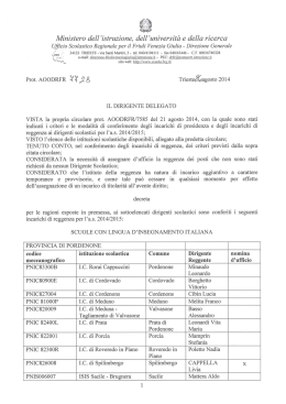 Decreto reggenze a.s. 2014/2015