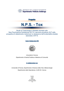 Progetto NPS-Tox - La Presidenza del Consiglio dei Ministri