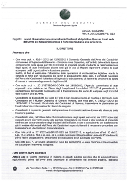 Oggetto: Lavori di manutenzione straordinaria finalizzati al ripristino