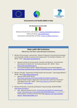Environment and Health (E&H) in Italy Major public E&H