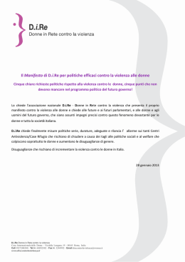 Il Manifesto di DiRe per politiche efficaci contro la violenza alle donne
