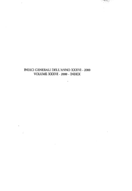 indici generali dell`anno xxxvi - 2000 volume xxxvi - 2000