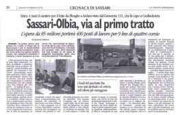 Sassari-Olbia, via al primo tratto