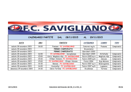 CALENDARIO PARTITE DAL 28/11/2015 AL 29/11