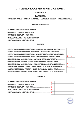 2&deg; torneo bocce femminili lina sorice girone a date gare
