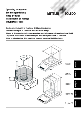 Kit per la determinazione della densit&agrave; per bilance di precisione XP