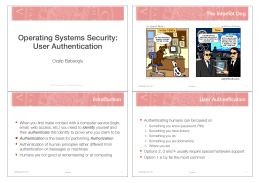 Operating Systems Security: User Authentication