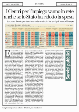 I Centri per l`impiego vanno in rete anche se lo Stato ha ridotto la