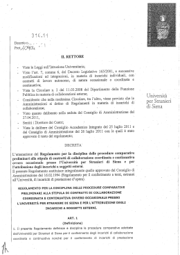 Disciplina delle procedure comparative preliminari alla stipula di