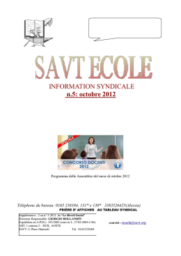 INFORMATION SYNDICALE n.5: octobre 2012