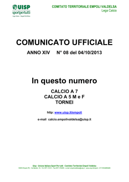 Il bollettino 8 dell`Empolese-Valdelsa