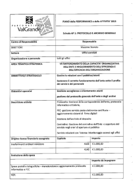 Piano della Performance 2015-2017 - Schede attivit&agrave;