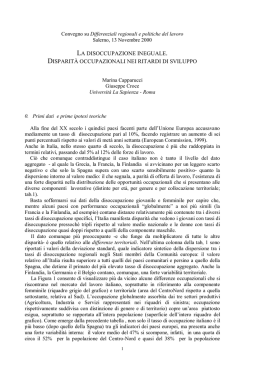 la disoccupazione ineguale. disparit&agrave; occupazionali nei ritardi di