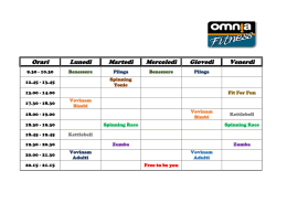 Orari Lunedi Marted&igrave; Mercoled&igrave; Gioved&igrave; Venerd&igrave; - Omnia